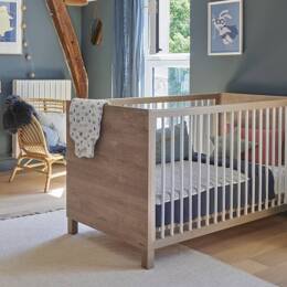 Lit bébé évolutif 70x140 NINO - Chêne/Blanc