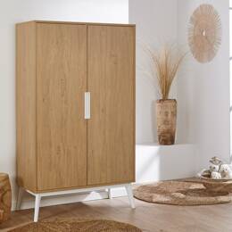 Armoire 2 portes VINTAGE - Blanc/Chêne