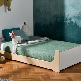 Lit Montessori 90x140 KALIX - Blanc/Bois