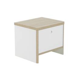 Chevet 1 porte OLYMPE - Blanc/Bois