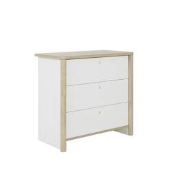 Petite commode 3 tiroirs OLYMPE - Blanc/Bois