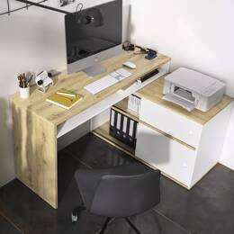 Bureau modulable ERIK - Blanc/Chêne
