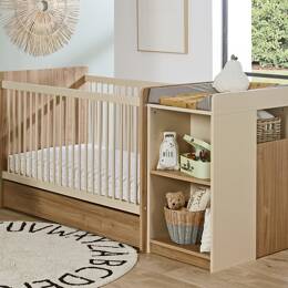 Lit bébé combiné évolutif 70x140 ANTON - Bois/Sable