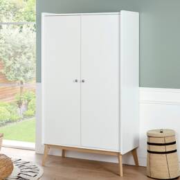 Armoire 2 portes ADELE - Blanc/Chêne