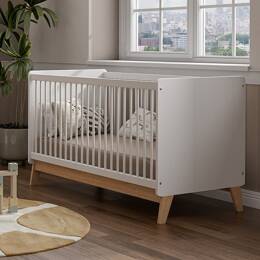 Lit bébé évolutif 70x140 HAXO – Blanc/Pin