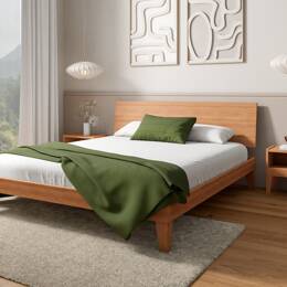 Lit avec tête de lit pleine en bois massif 160x200 ACHILLE - Hêtre