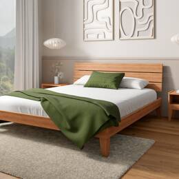 Lit avec tête de lit trio en bois massif 160x200 ACHILLE - Hêtre