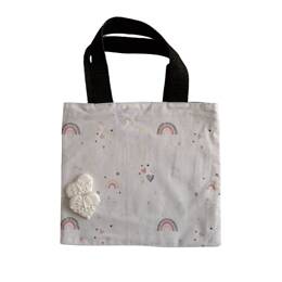 P'tit tote bag enfant réversible Arc en ciel rosés