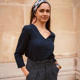 Blouse bleu nuit manches longues Jackie