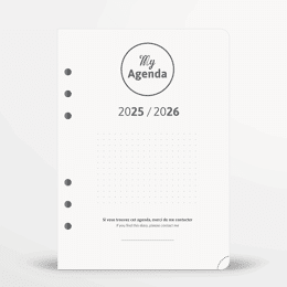 Agenda scolaire 2025 / 2026 - Recharge pour organiseur A5