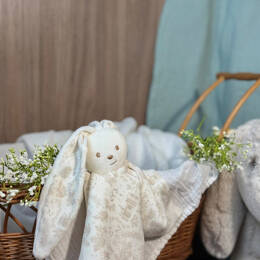 Doudou Lapin Célestin - toile de jouy