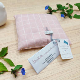 Bouillotte noyaux de cerise rose quadrillage - 15 cm x 15 cm