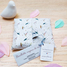 Bouillotte noyaux de cerise plumes - 15 cm x 15 cm