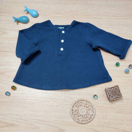 Chemise col tunisien marine