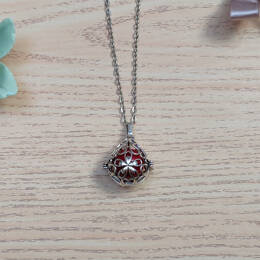 Bola argenté perle rouge/rose