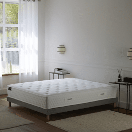 Ensemble matelas HÔTEL CONFORT HYBRIDE, sommier lattes fixes gris