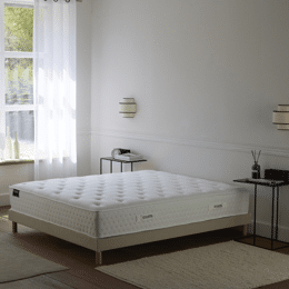 Ensemble matelas HÔTEL CONFORT HYBRIDE, sommier lattes fixes beige