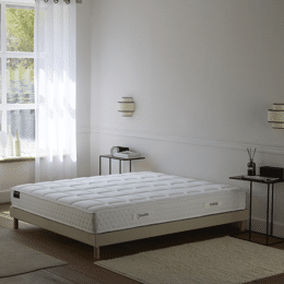 Ensemble matelas HOTEL CONFORT, sommier tapissier lattes fixes beige