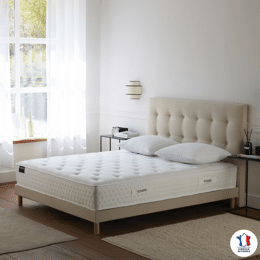 Ensemble matelas HOTEL CONFORT HYBRIDE, sommier lattes fixes, tête