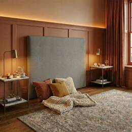 Tête de lit lisse design gris, confort et élégance en tissu déco