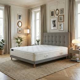 Ensemble matelas HOTEL CONFORT PRESTIGE, sommier lattes fixes, tête