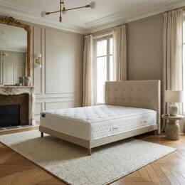 Ensemble matelas HOTEL CONFORT PRESTIGE, sommier lattes fixes, tête