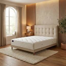 Ensemble matelas HOTEL CONFORT HYBRIDE, sommier lattes fixes, tête