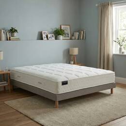 Ensemble matelas HOTEL CONFORT, sommier tapissier gris, lattes