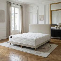 Ensemble matelas HOTEL CONFORT PRESTIGE, sommier lattes fixes, tête