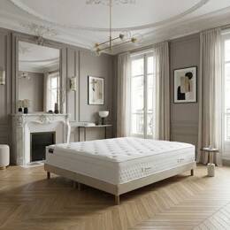 Ensemble matelas HÔTEL CONFORT PRESTIGE, sommier lattes fixes beige