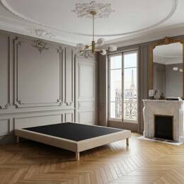 Sommier tapissier à lattes flexibles beige, confort durable