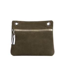 Pochette Yole Cuir Velours Kaki