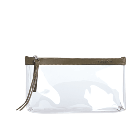 Trousse PVC et cuir Kaki Large