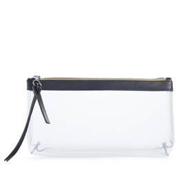 Trousse PVC et cuir Bleu nuit Large