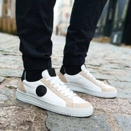 Basket Orsay- Blanc / Velours Beige / Noir