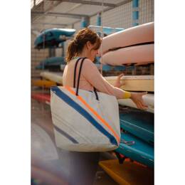 Sac Cabas voile Bandes Bleu Marine et Orange Cowes Fermé