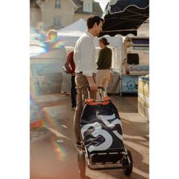 Caddie de courses Bleu Marine n°35 sangle orange