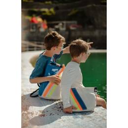 Trousse de toilette voile Victoria L Bandes Bleu, Orange et Jaune