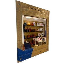 Cadre Miroir Carré S Voile Jaune et Bleu