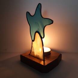 Photophore vitrail Tiffany : Etoile bleue et sa traine brune