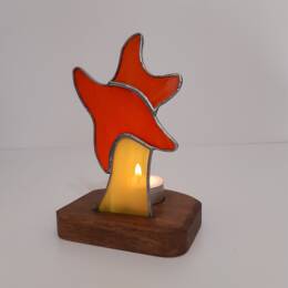 Photophore vitrail Tiffany : étoile orange et sa traine jaune