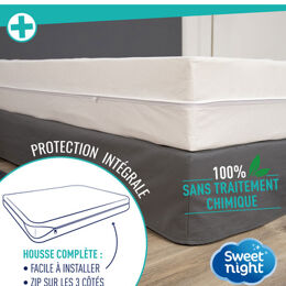 Protège-matelas anti-punaises de lit, très grand lit - Blanc