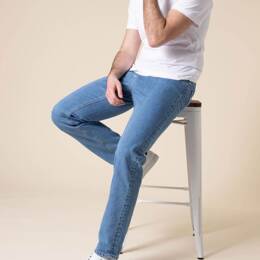 JEANS DROIT 101N DELAVE coton bio superdenim indigo clair Homme
