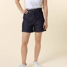 SHORT JEANS 276H LARGE taille haute coton bio indigo brut