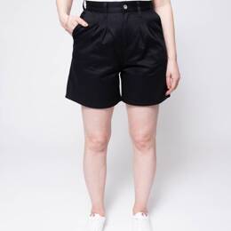 SHORT PINCE 278H LARGE taille haute coton bio denimoriginal uni noir