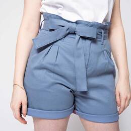SHORT NOUE 279H LARGE taille haute coton bio bleu horizon