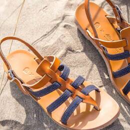 SANDALE TROPEZIENNE 925 coton bio cuir camel Femme