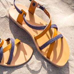 SANDALES 924 coton bio cuir camel Femme