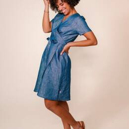 ROBE LIN CACHE COEUR 553 microdenim bleu Femme