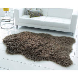 Tapis poils longs façon peau de mouton - marron